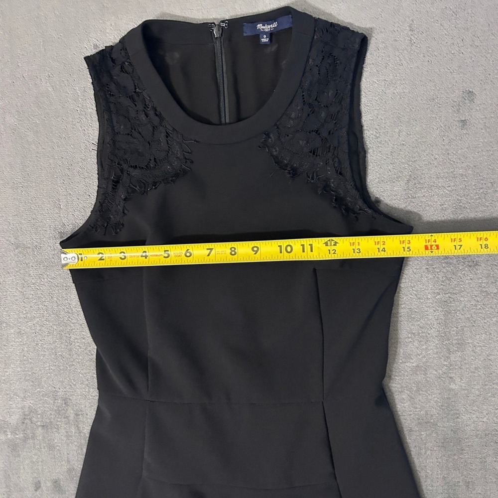 Madewell Dress Womens 0 Black Lace Shoulder Fit and Flare Skater Sleeveless - Picture 9 of 11